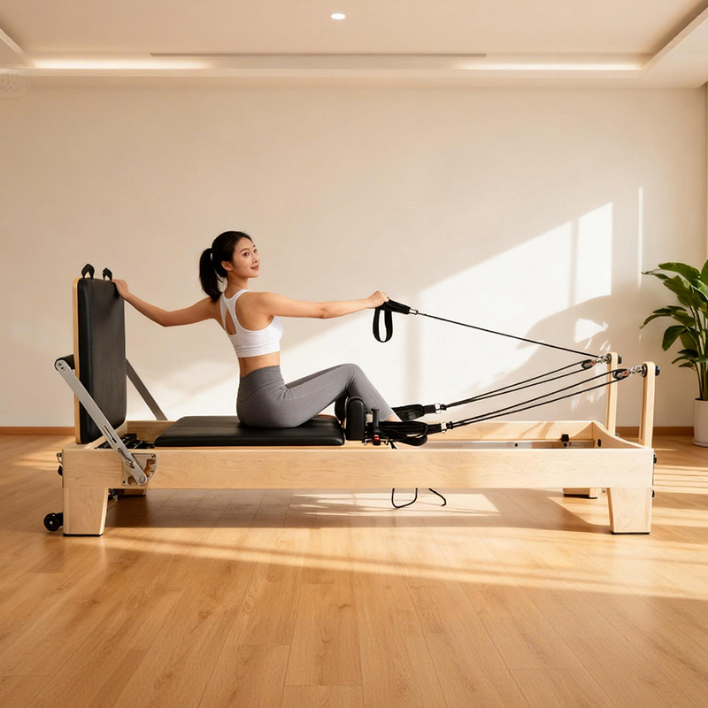 Pilates Yoga Reformer - 화이트 메이플 휴대용 조절식 필라테스 리포머