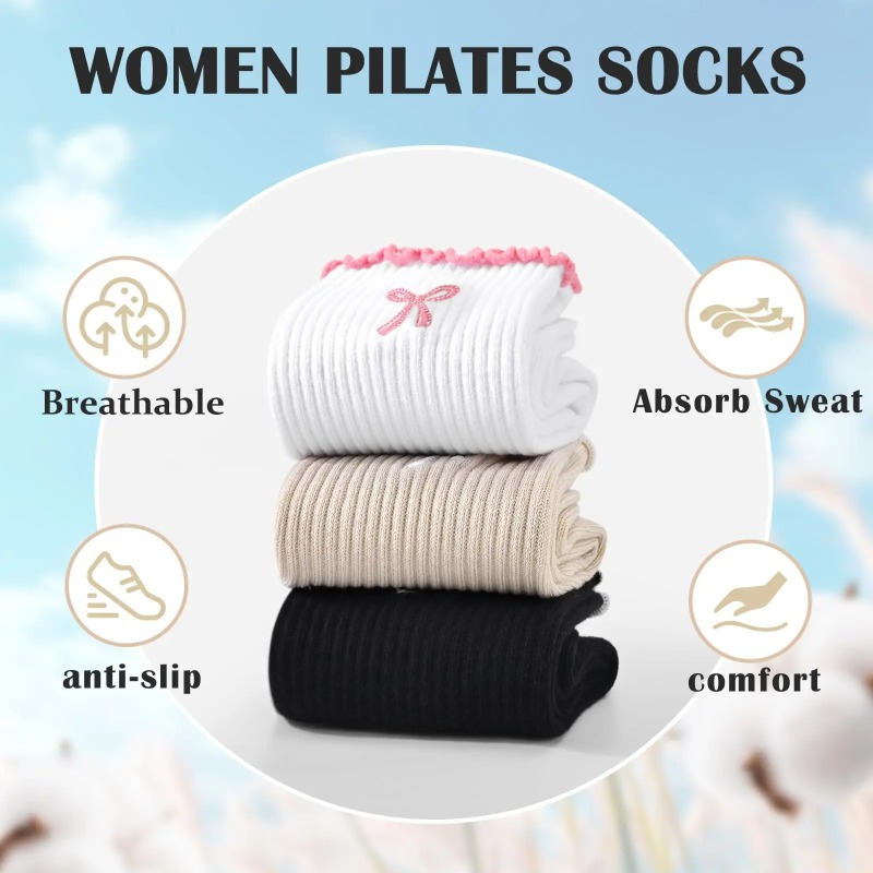 Pilates & Yoga Unleashed International Academy - 프로페셔널 요가 양말, 면 스트랩 실리콘