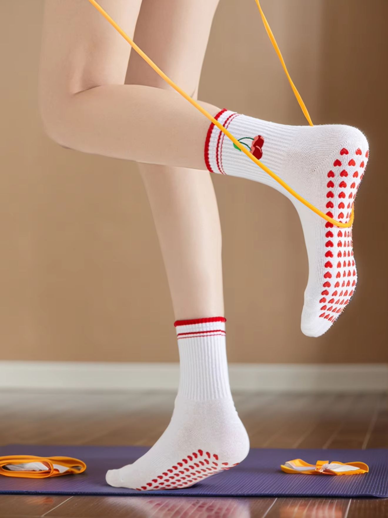 Pilates & Yoga Unleashed International Academy - 1쌍 크로스보더 전문 요가 양말, 면