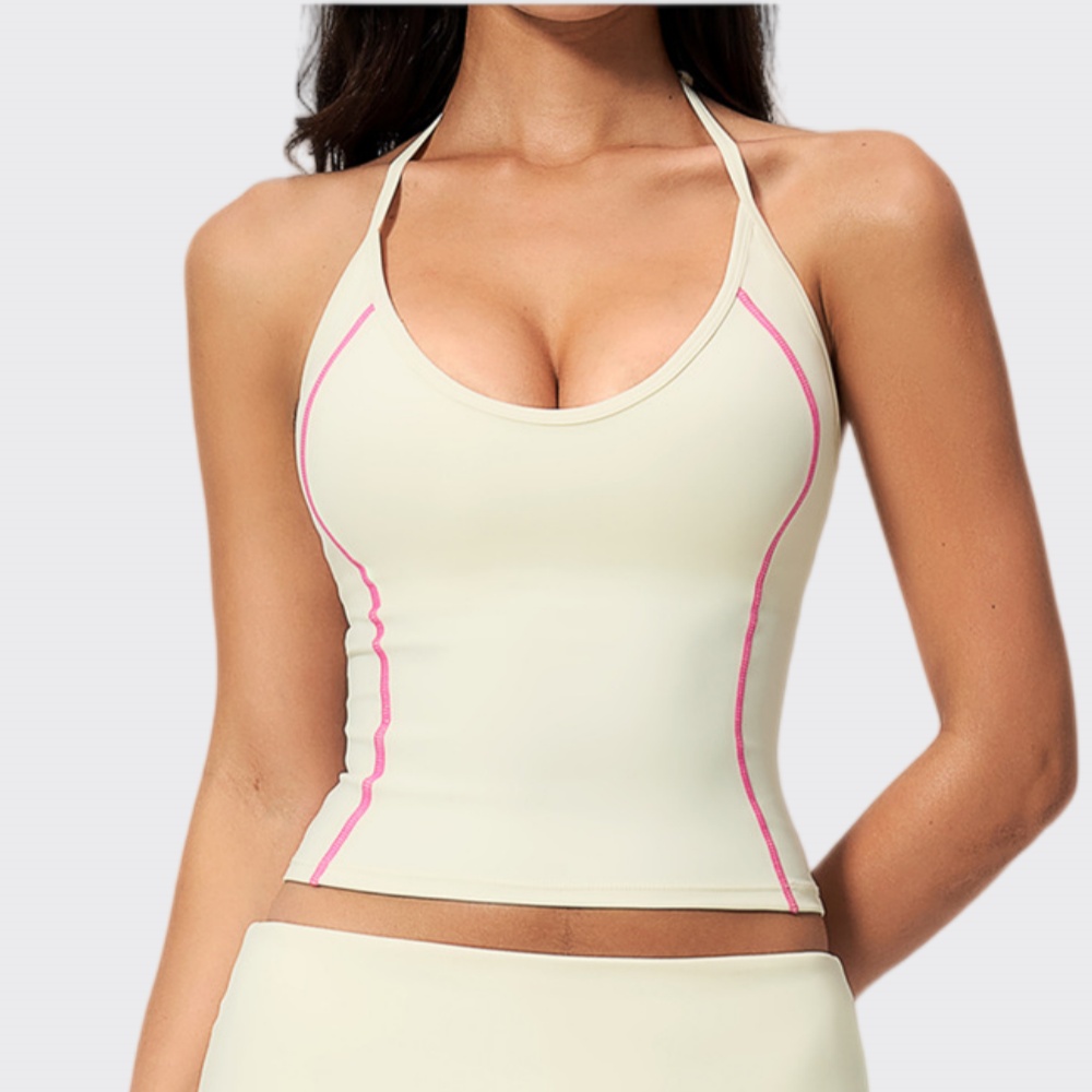 Pilates Yoga Clothes - 여성용 홀터 요가 탱크탑 짐웨어 탈부착