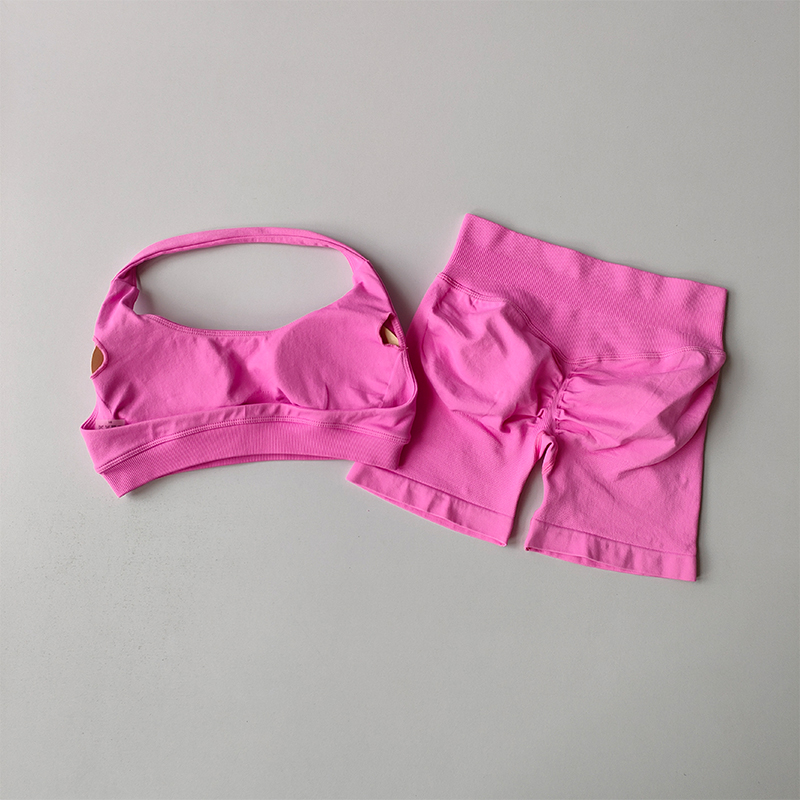섹시한 홀터넥 넥 아름다운 뒤 높은 허리 복숭아 스포츠 - Pilates Yoga Clothes 리뷰 및 가격