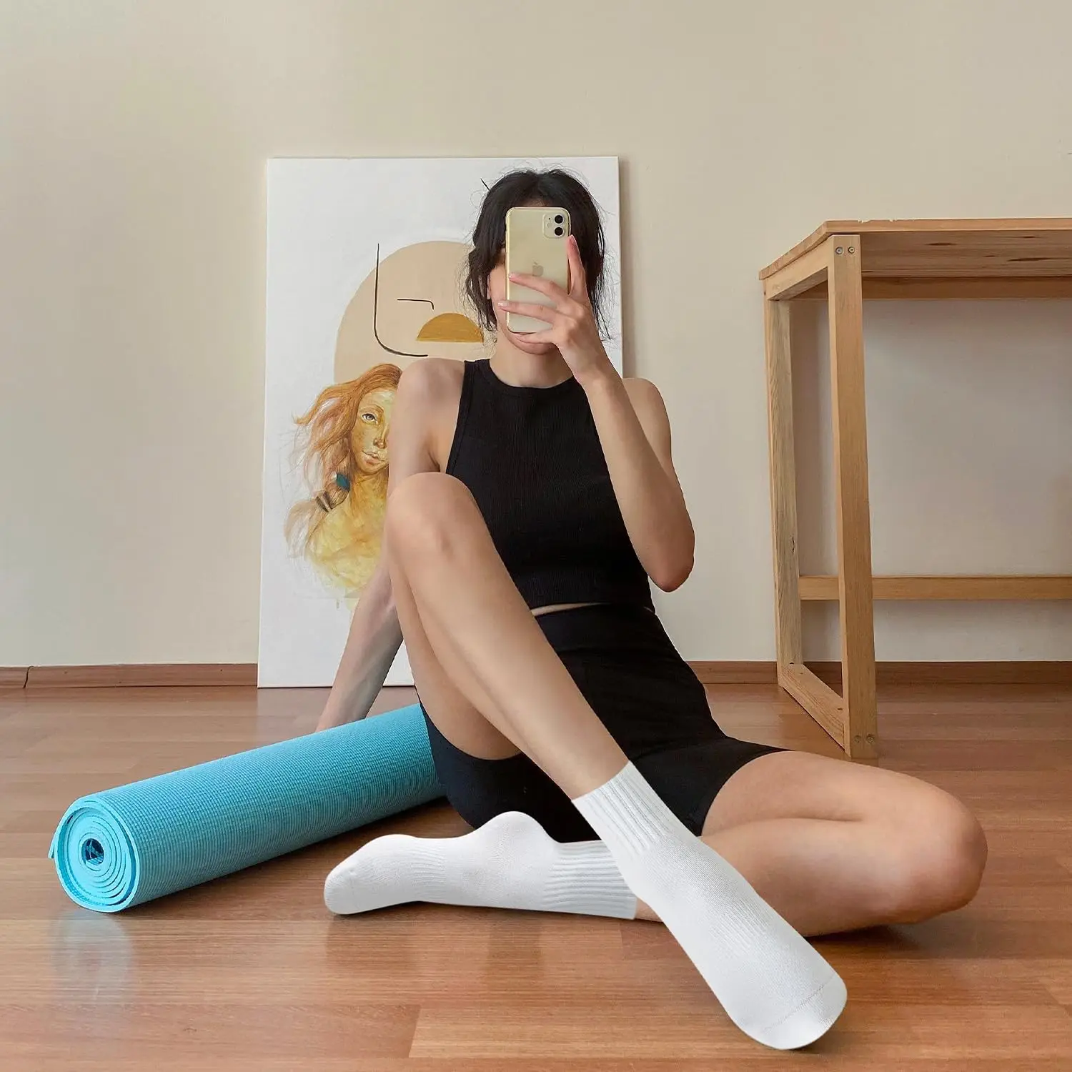 여성용 요가 양말 4켤레, 단색 미드솔 미끄럼 방지 그 - Pilates & Yoga Unleashed International Academy 리뷰 및 가격