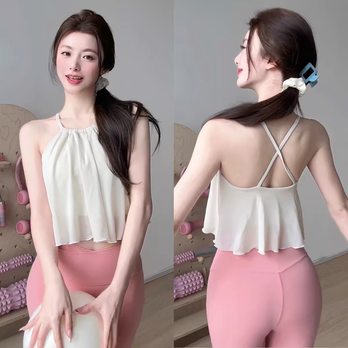 클라우드 감지 메쉬 가슴 패드가있는 여성용 소형 서스펜 - Pilates Yoga Clothes 리뷰 및 가격